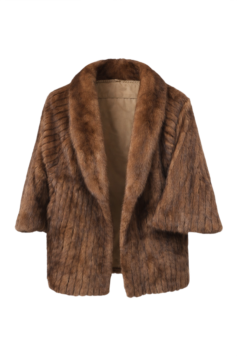 Mid-Century Brown Fur Coat - Front View
