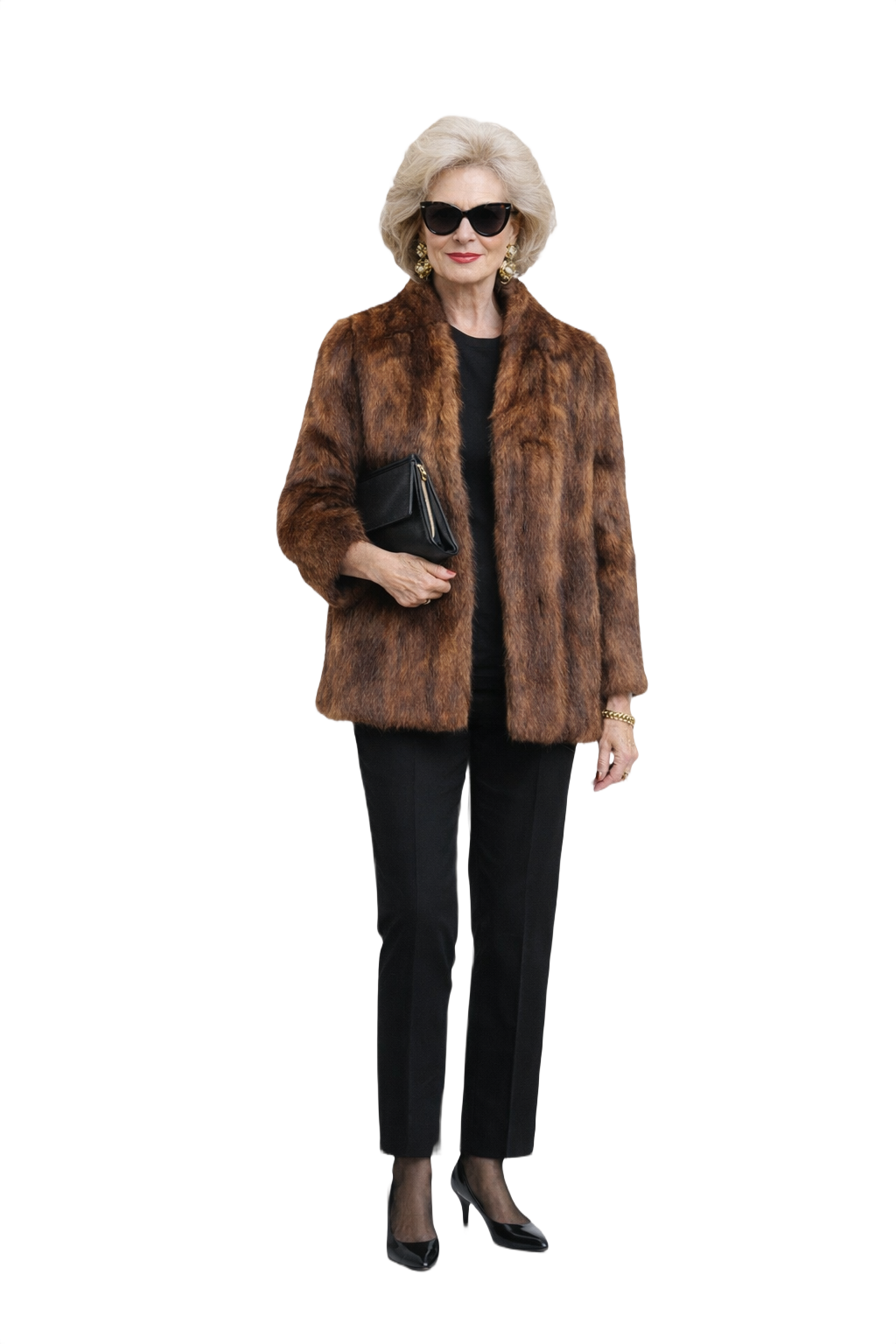 1980s Brown Fur Coat - Model
