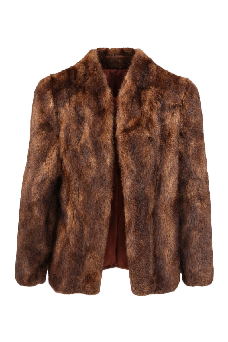 1980s Brown Fur Coat - Front View
