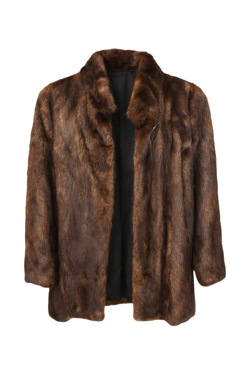 1980s Dark Brown Mink Fur Coat - Front View