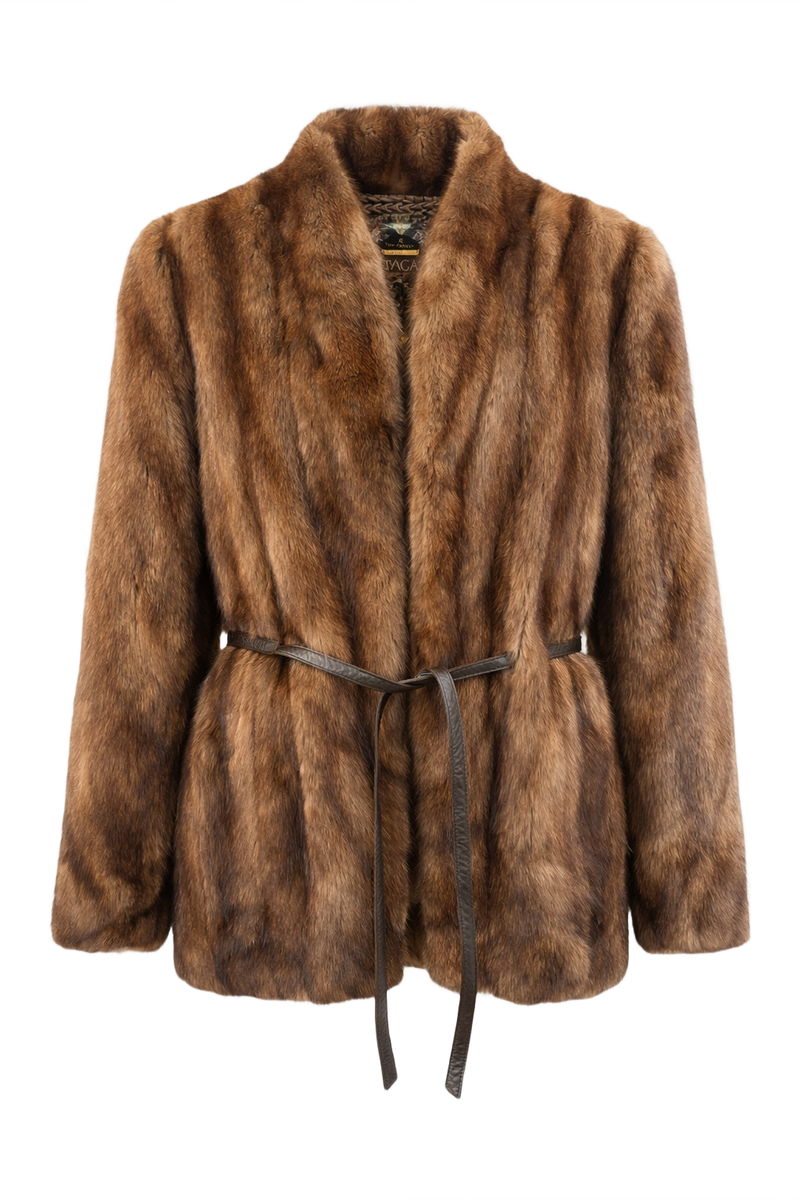 1980s Rich Brown Mink Fur Coat - Front View