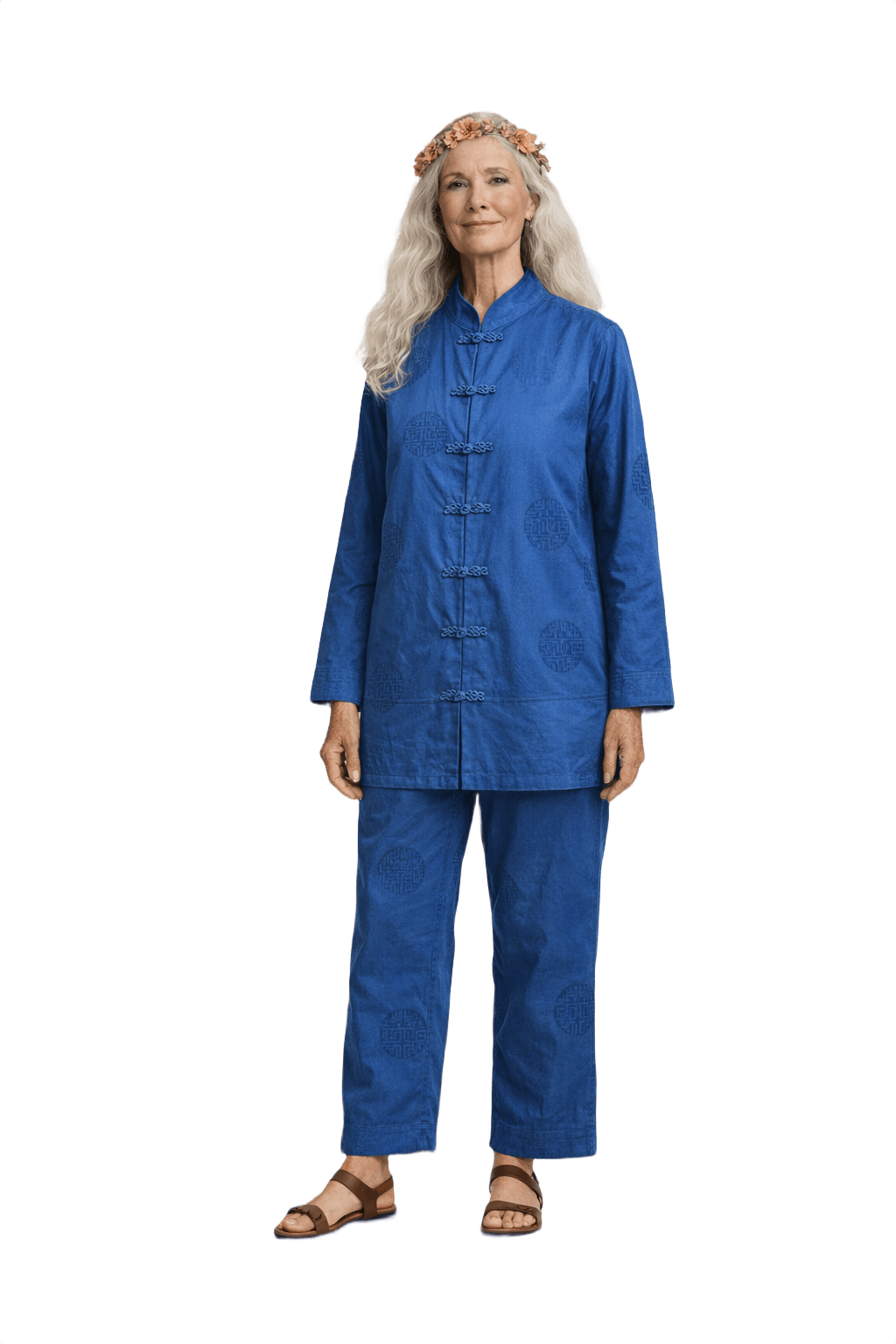1980s Royal Blue Silk Shirt - Model