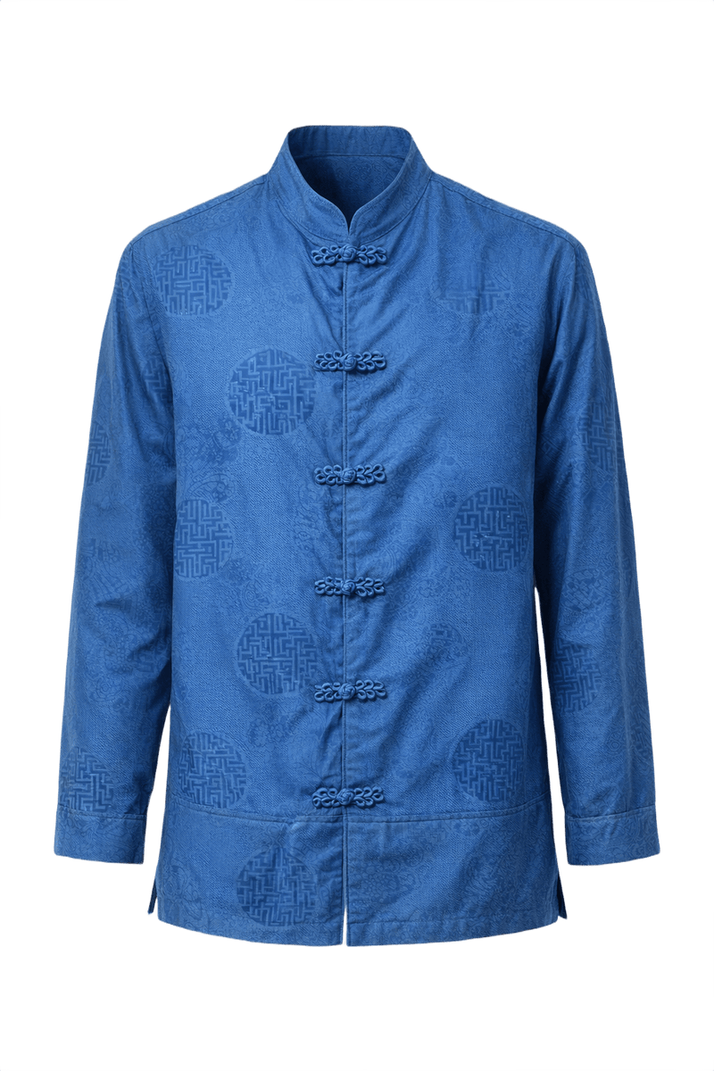 1980s Royal Blue Silk Shirt - Front View
