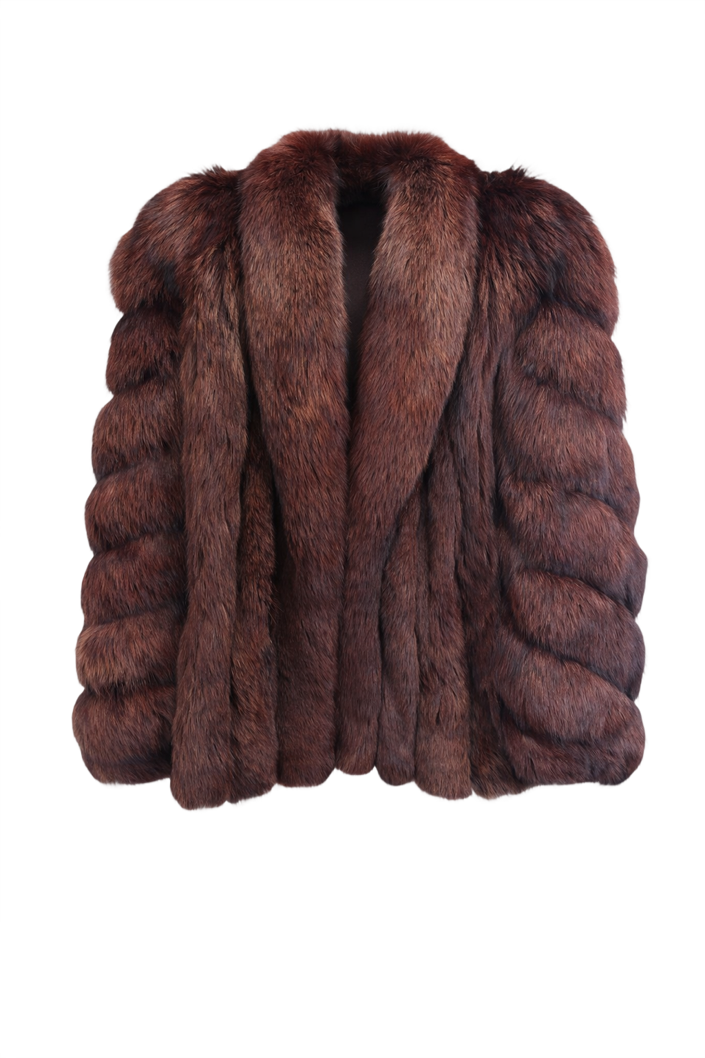 1990s Deep Burgundy Saga Fox Fur Coat - Front View