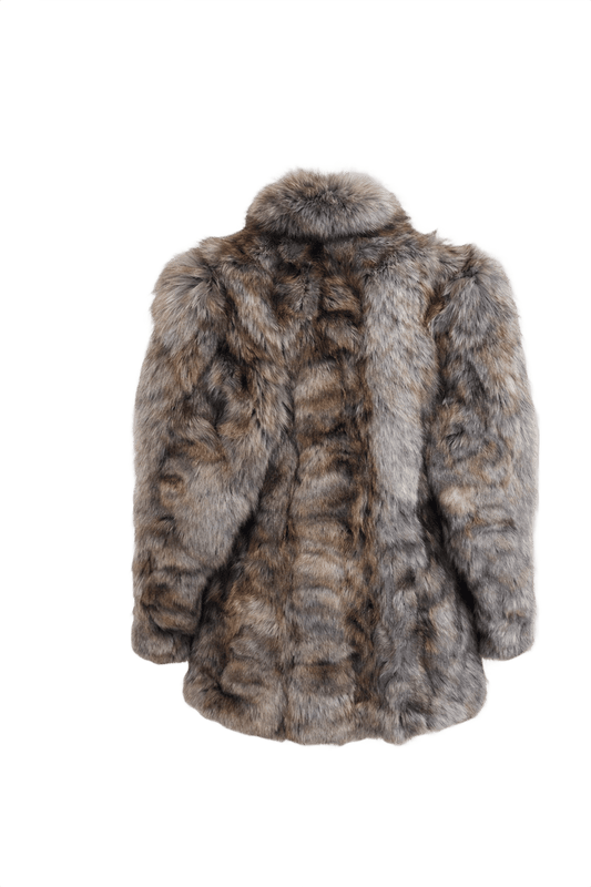1990s Gray Fur Coat - Back View