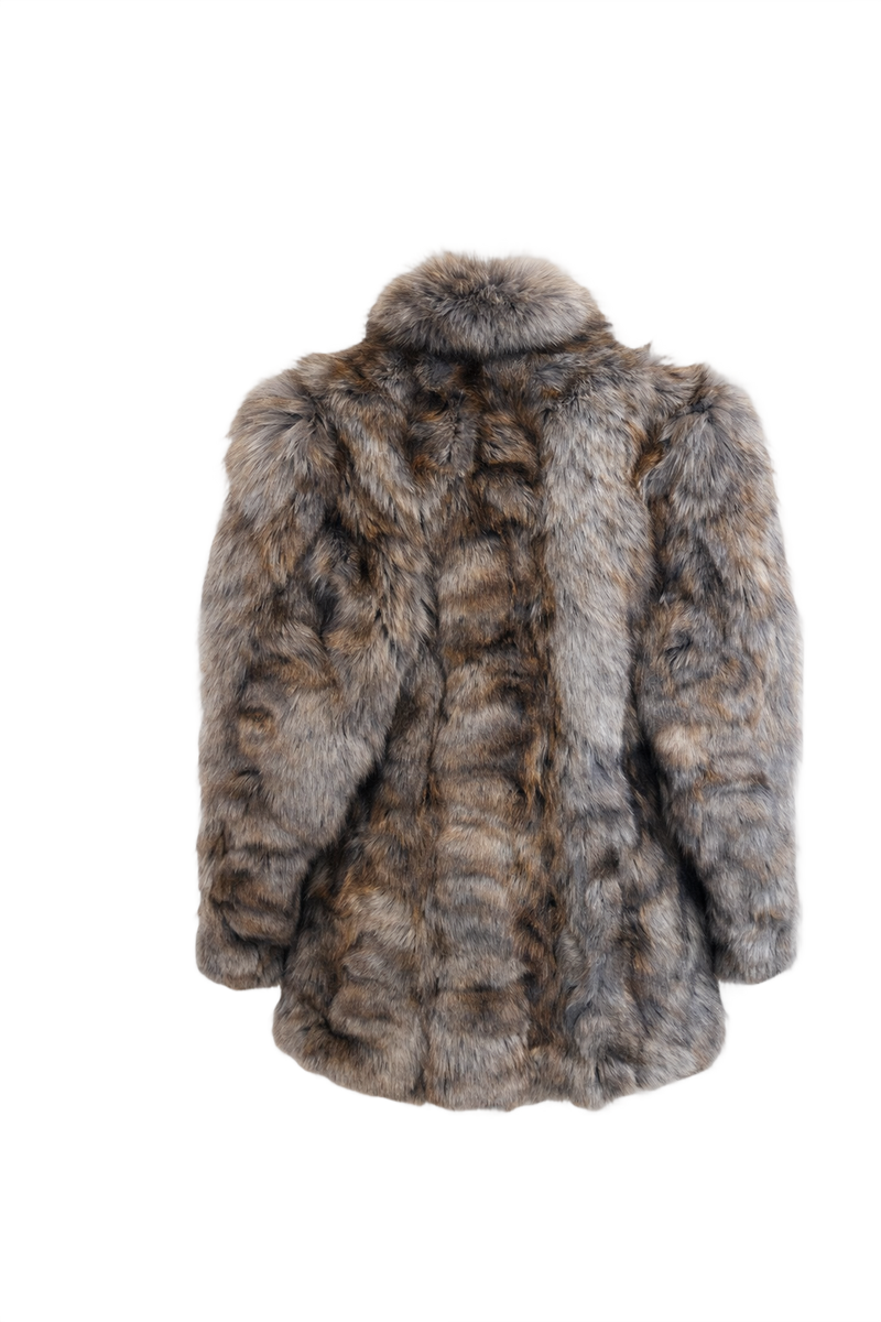1990s Gray Fur Coat - Back View