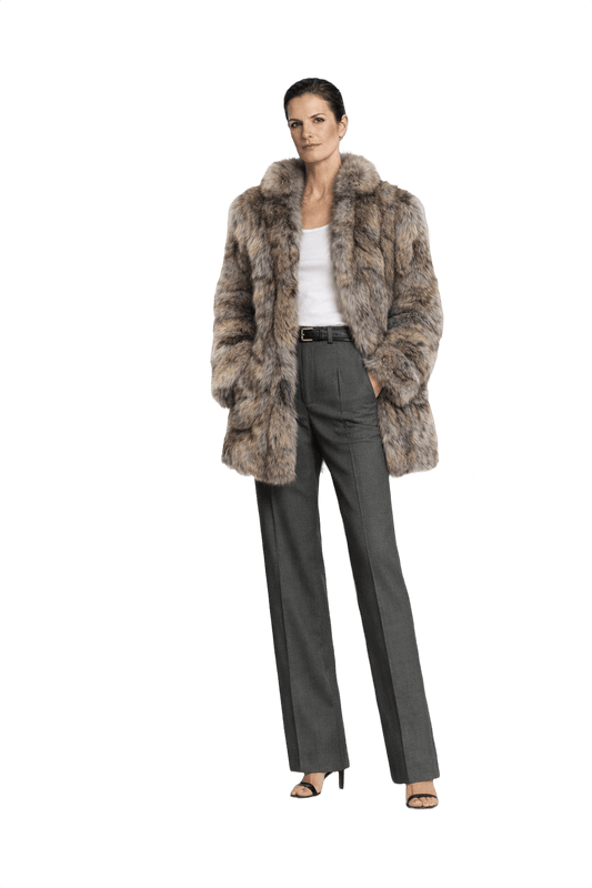 1990s Gray Fur Coat - Model