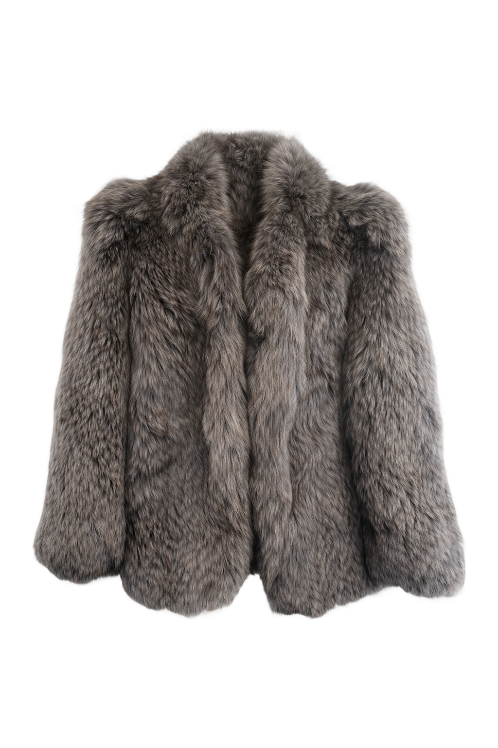 1980s Grey Fur Coat - Front View