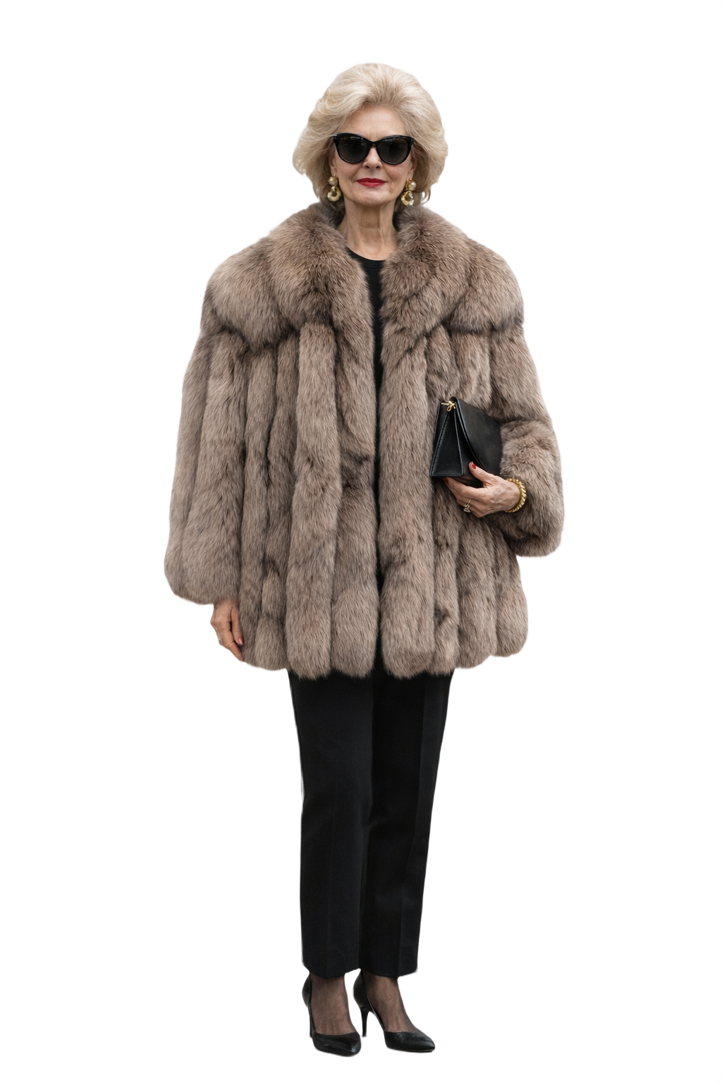 1980s Grey Fur Coat - Model