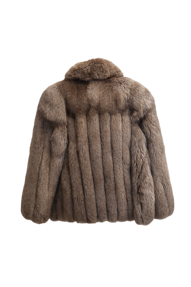 1980s Grey Fur Coat - Back View