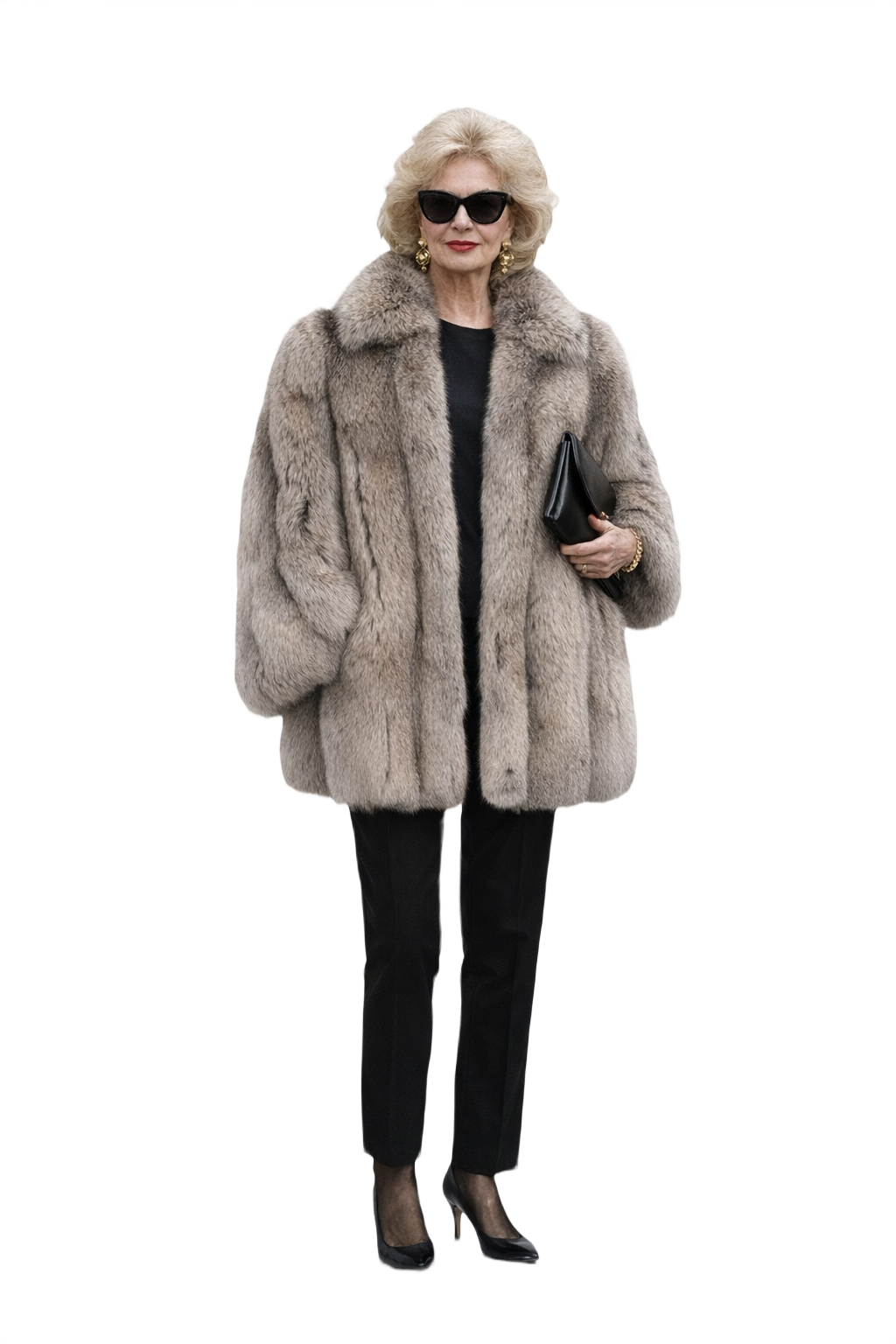 1980s Gray Fur Coat - Model