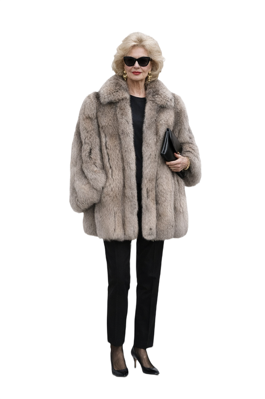 1980s Gray Fur Coat - Model