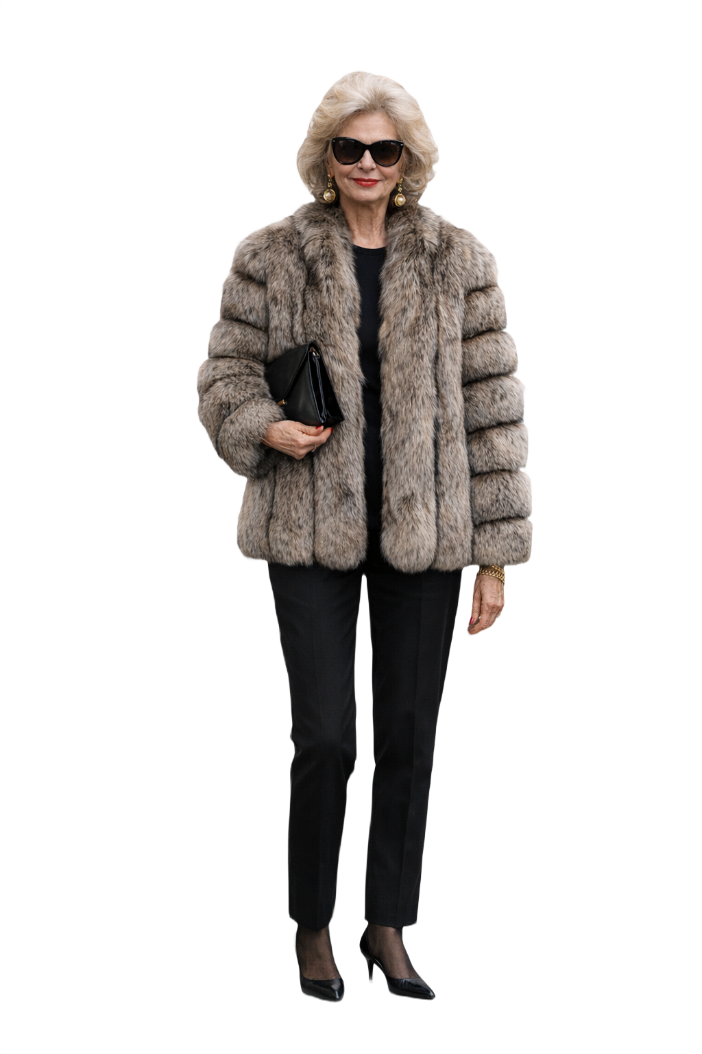 1980s Gray Fur Coat - Model