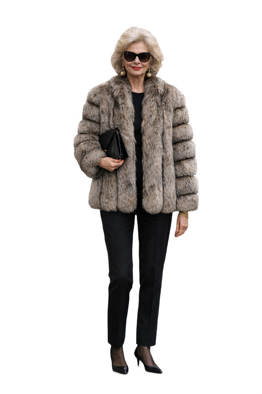 1980s Gray Fur Coat - Model