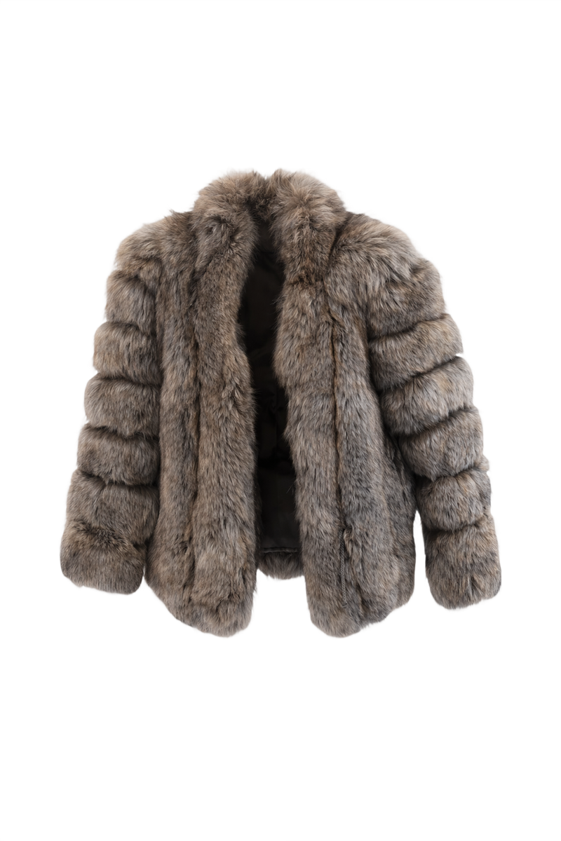 1980s Gray Fur Coat - Front View