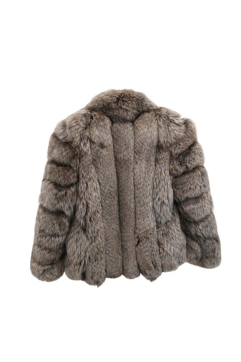 1980s Gray Fur Coat - Back View