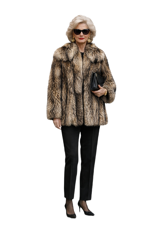 1980s Natural Brown Fox Fur Coat - Model