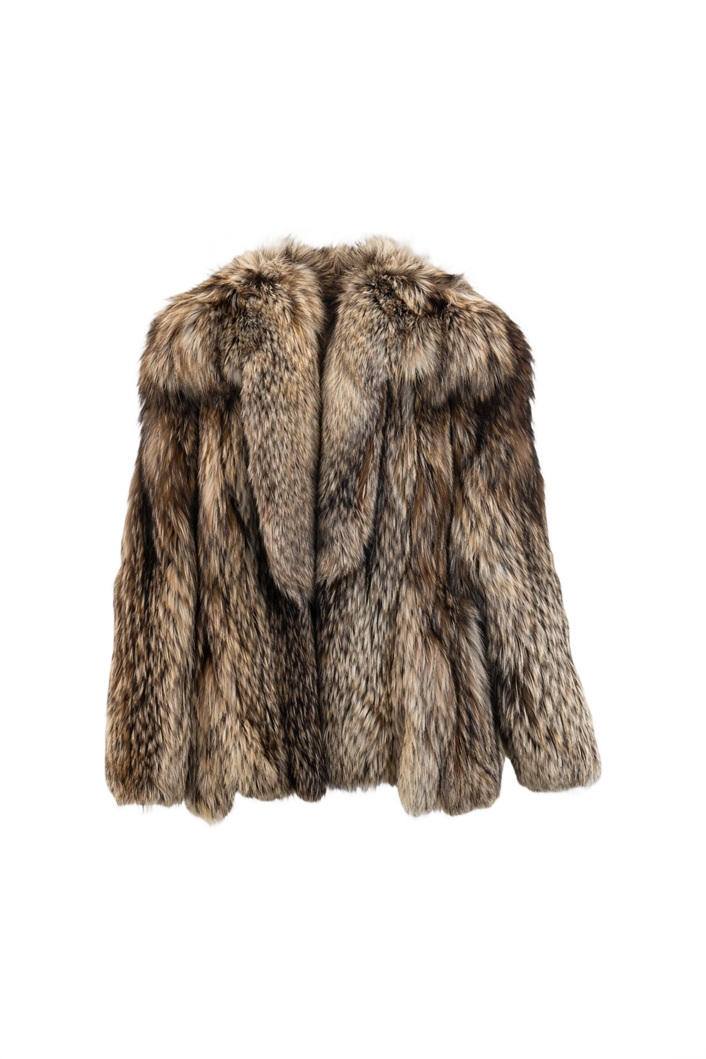 1980s Natural Brown Fox Fur Coat - Front View