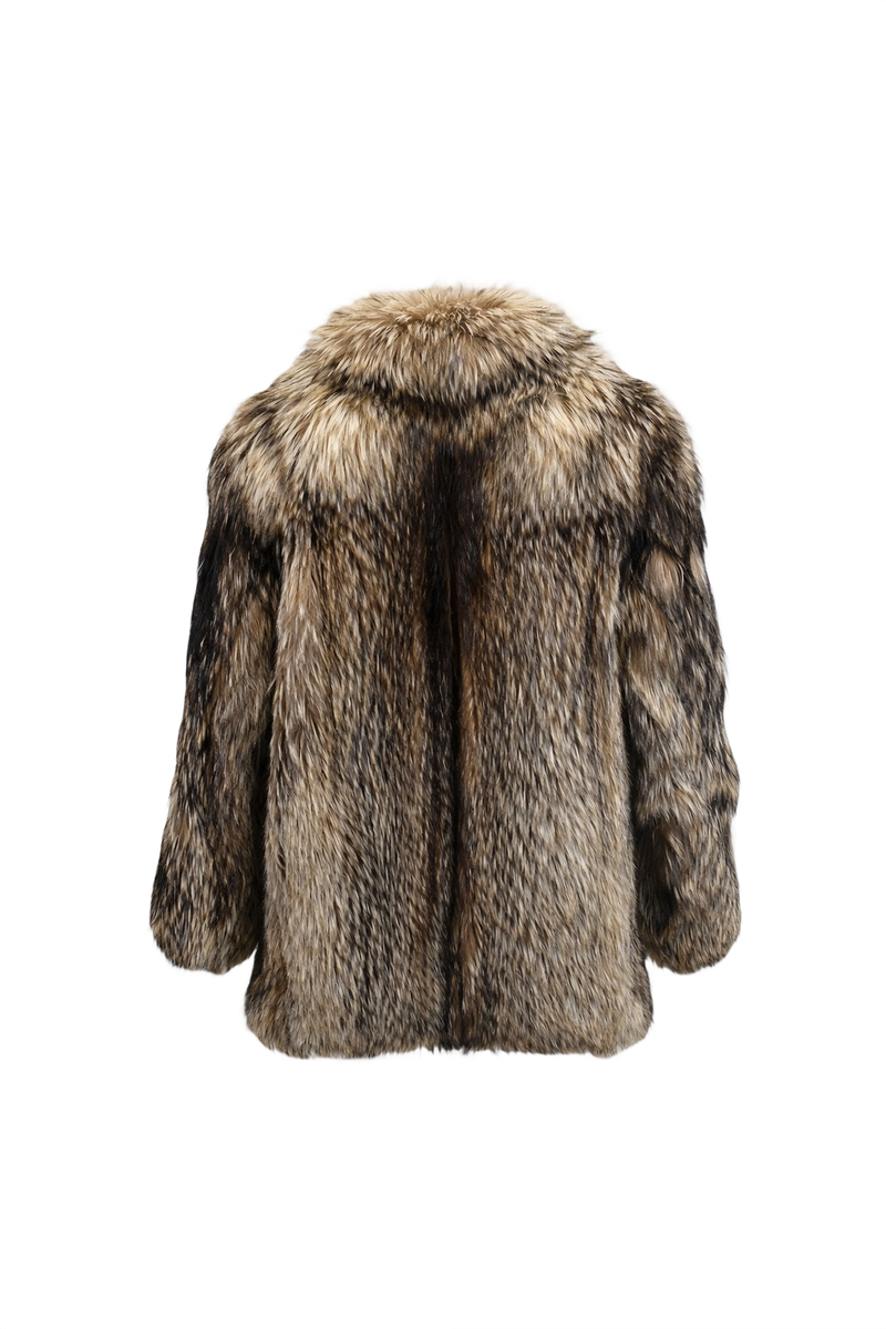 1980s Natural Brown Fox Fur Coat - Back View