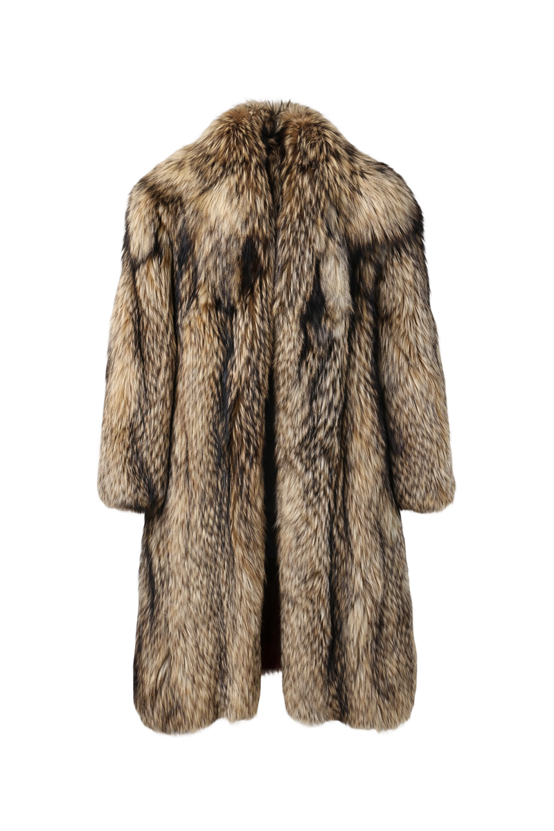 1980s Natural Fur Oversized Fur Coat - Front View