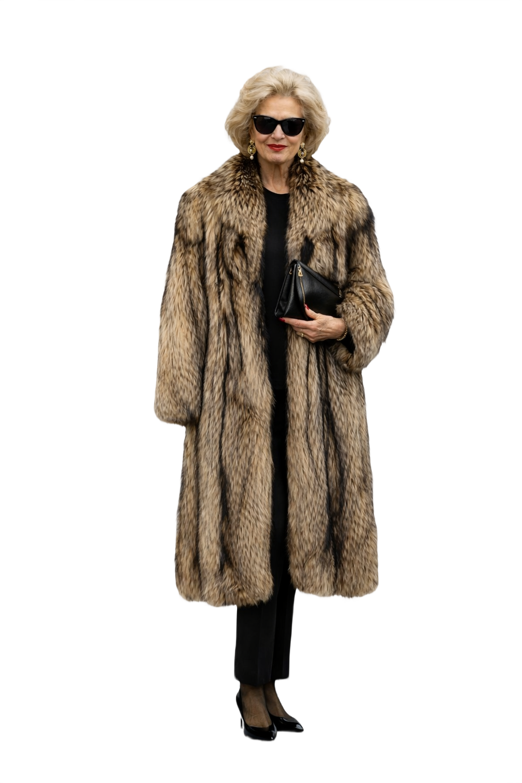1980s Natural Fur Oversized Fur Coat - Model