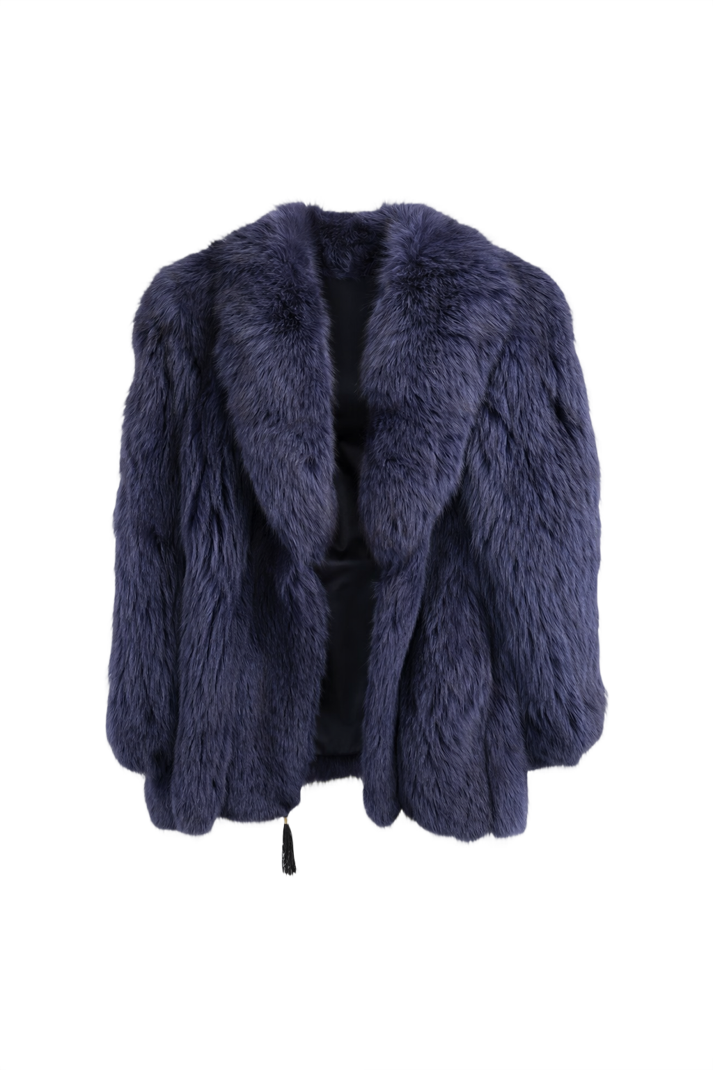 1990s Navy Blue Faux Fur Fur Coat - Front View