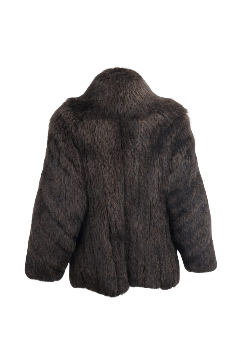 1980s Dark Brown Fur Coat - Back View