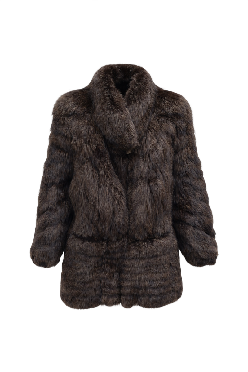 1980s Dark Brown Fur Coat - Front View