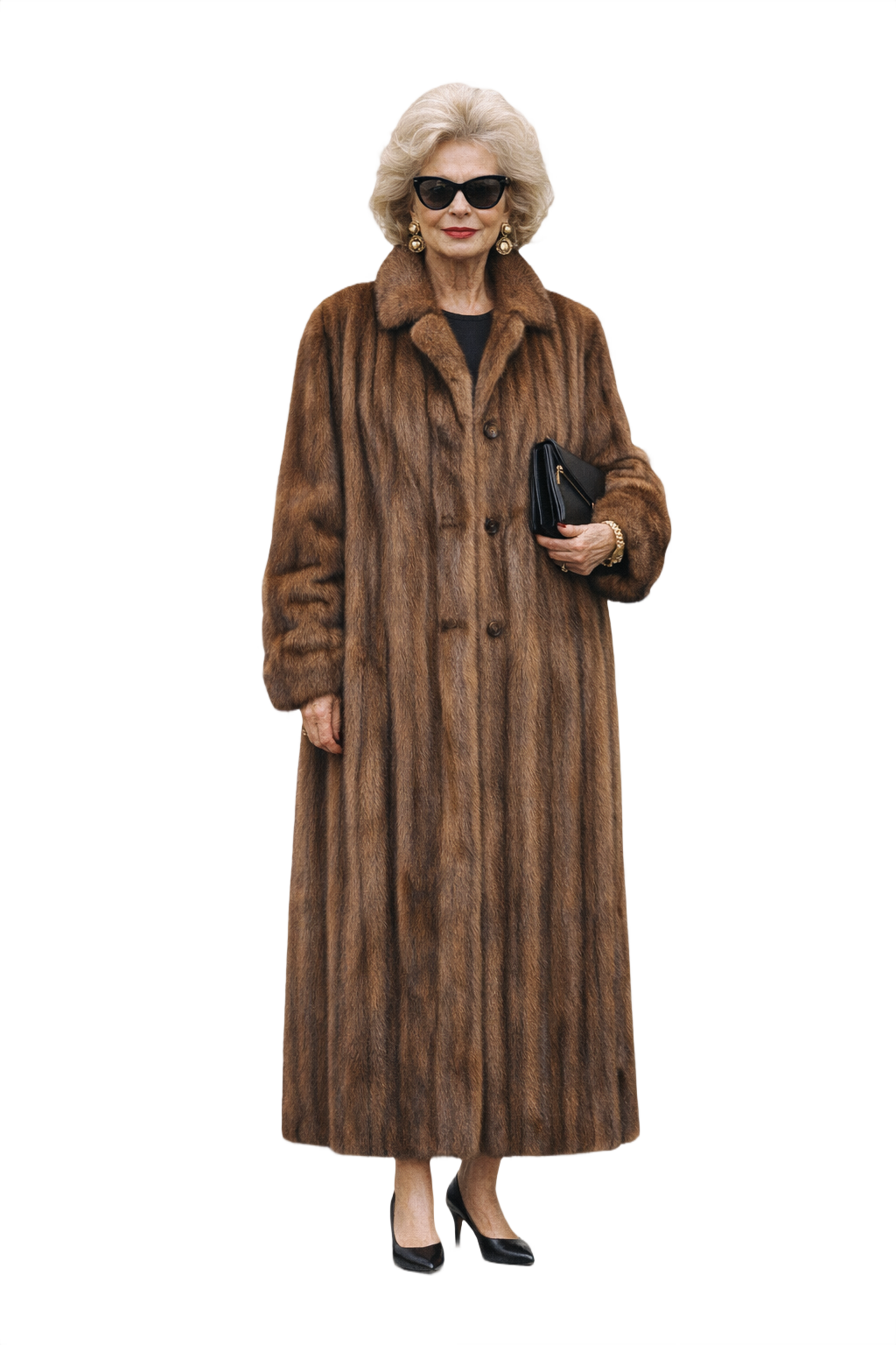80s Brown Fur Coat - Model