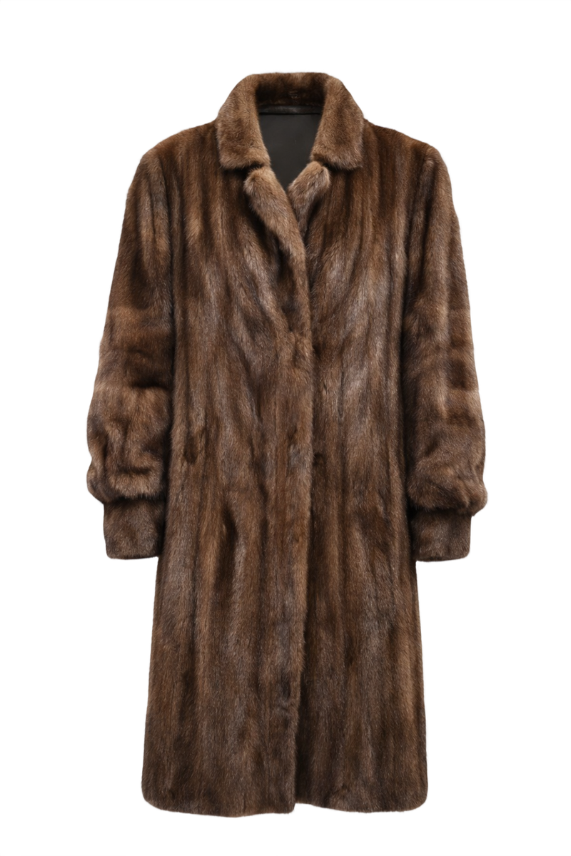 80s Brown Fur Coat - Front View
