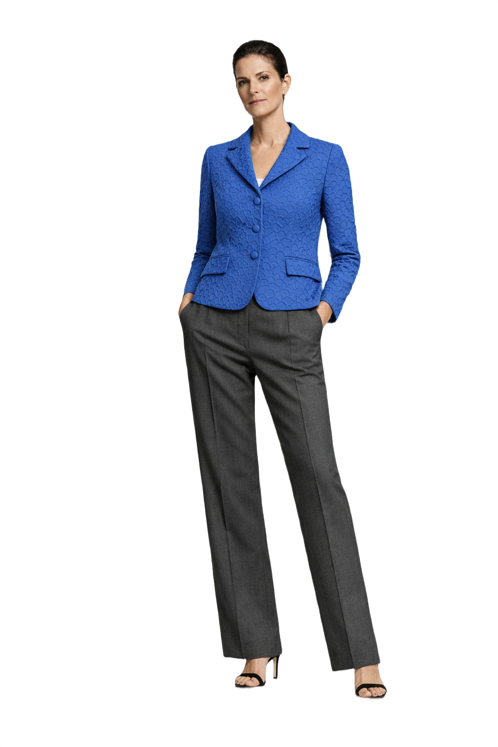 1990s Royal Blue Textured Blazer - Model