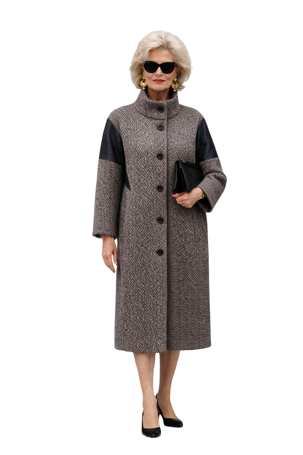 1980s Grey Wool Blend Coat - Model