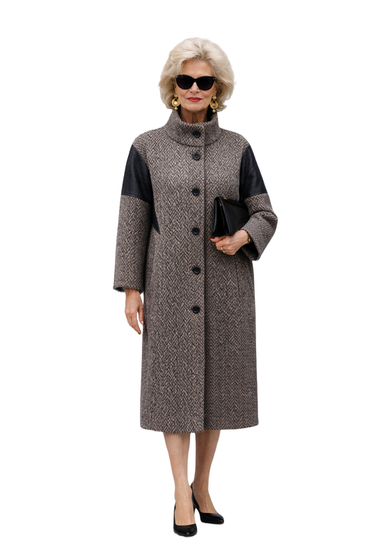1980s Grey Wool Blend Coat - Model