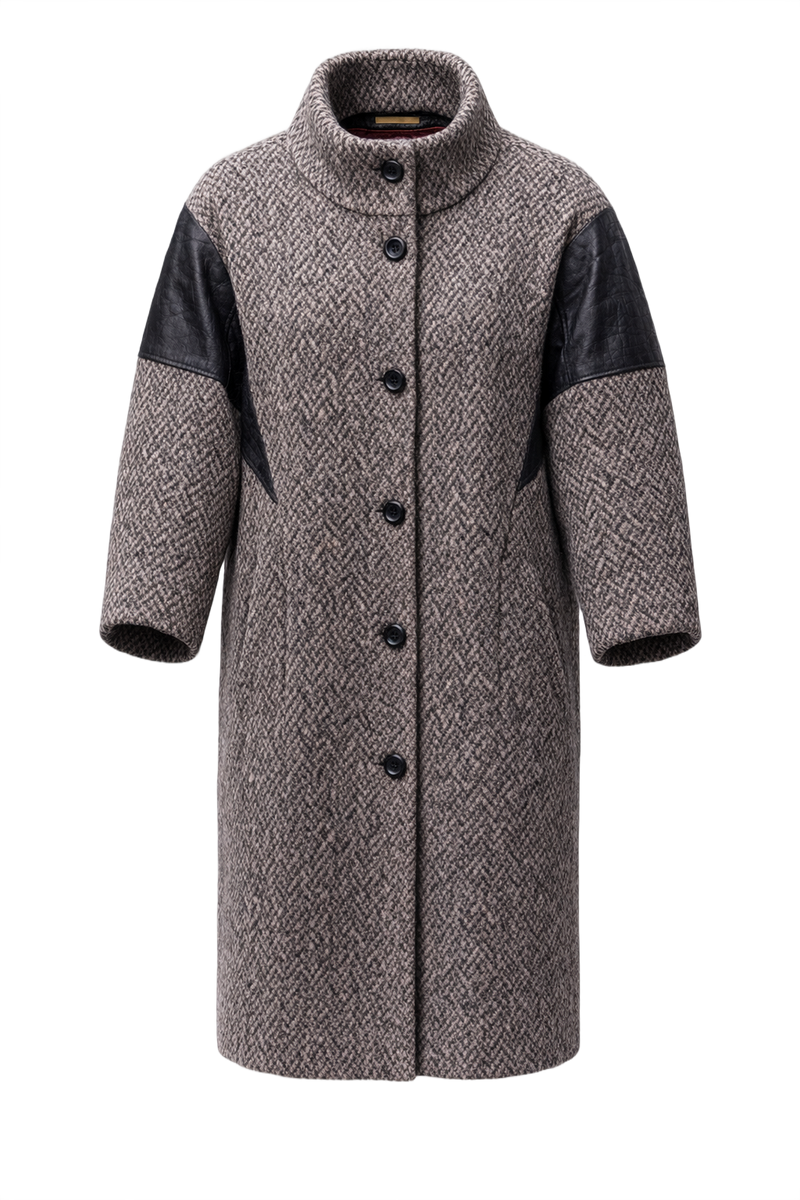 1980s Grey Wool Blend Coat - Front View