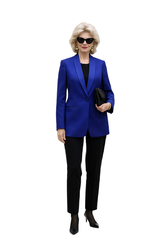 1980s Royal Blue Wool Blazer - Model