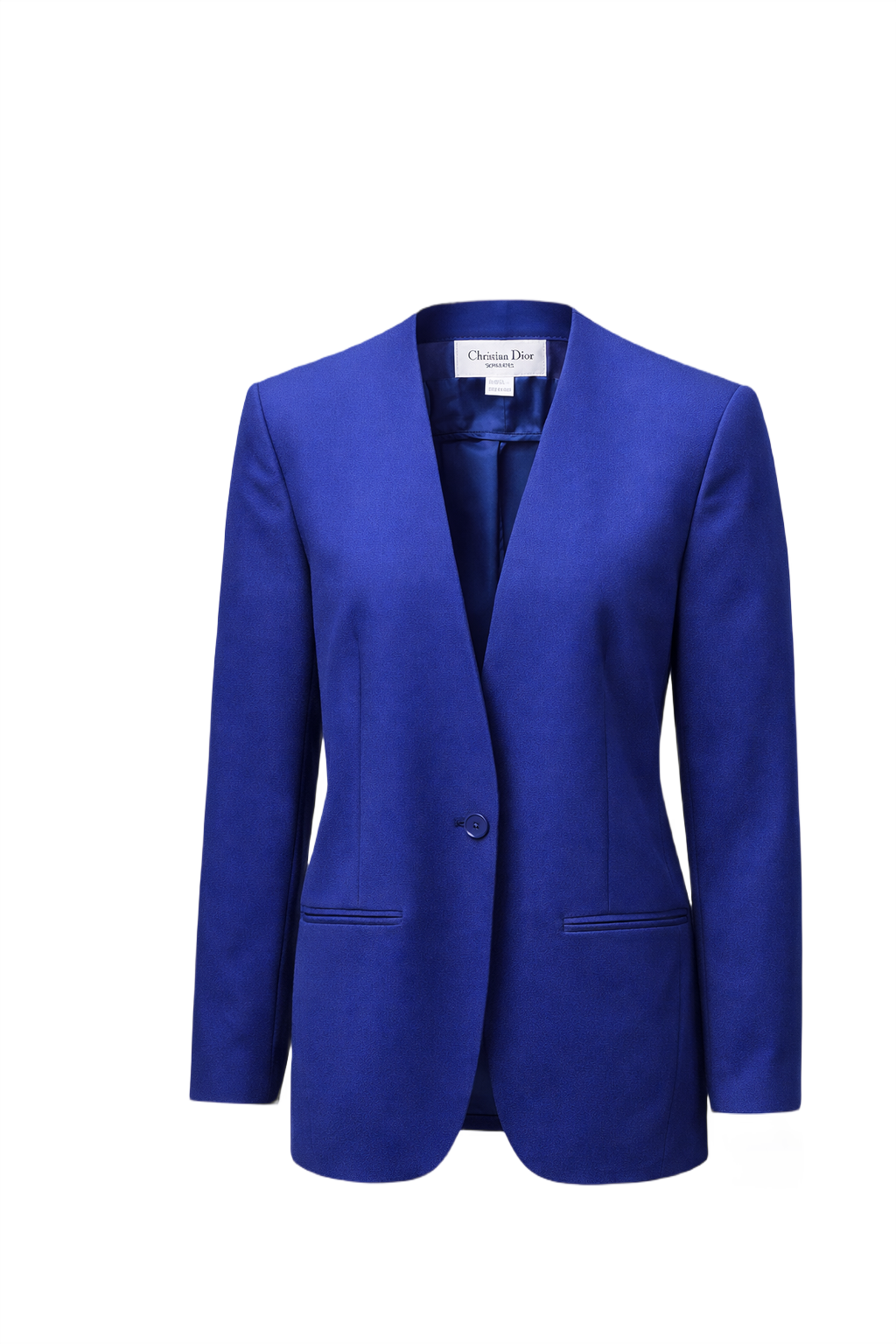 1980s Royal Blue Wool Blazer - Front View