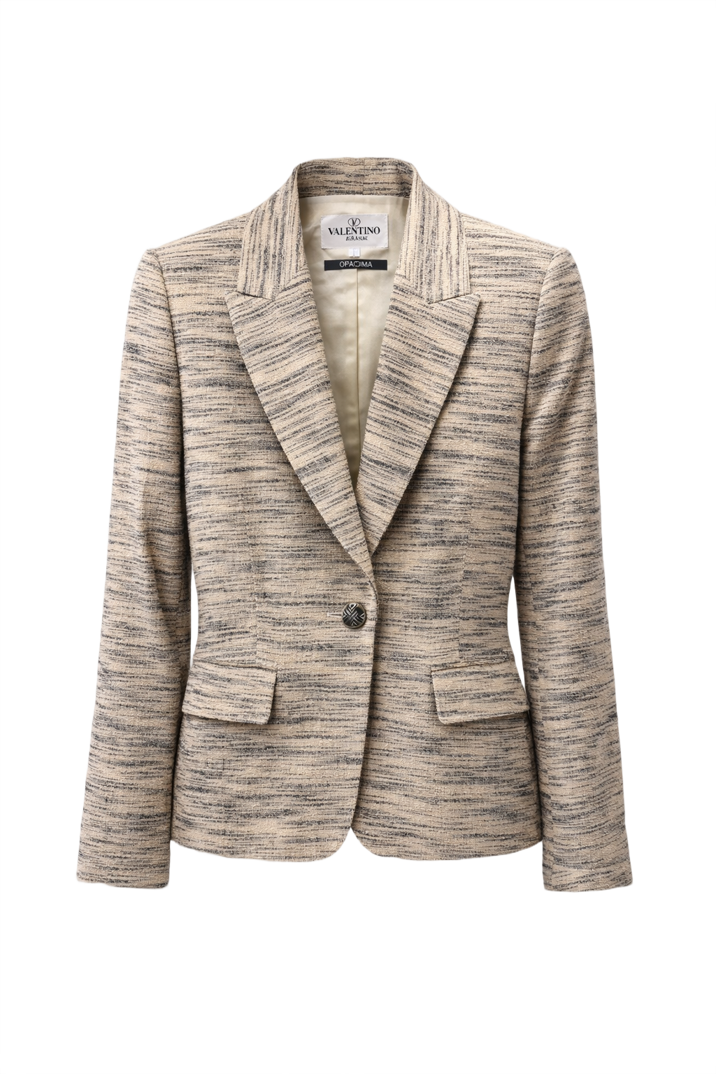 1980s Beige Wool Blend Blazer - Front View