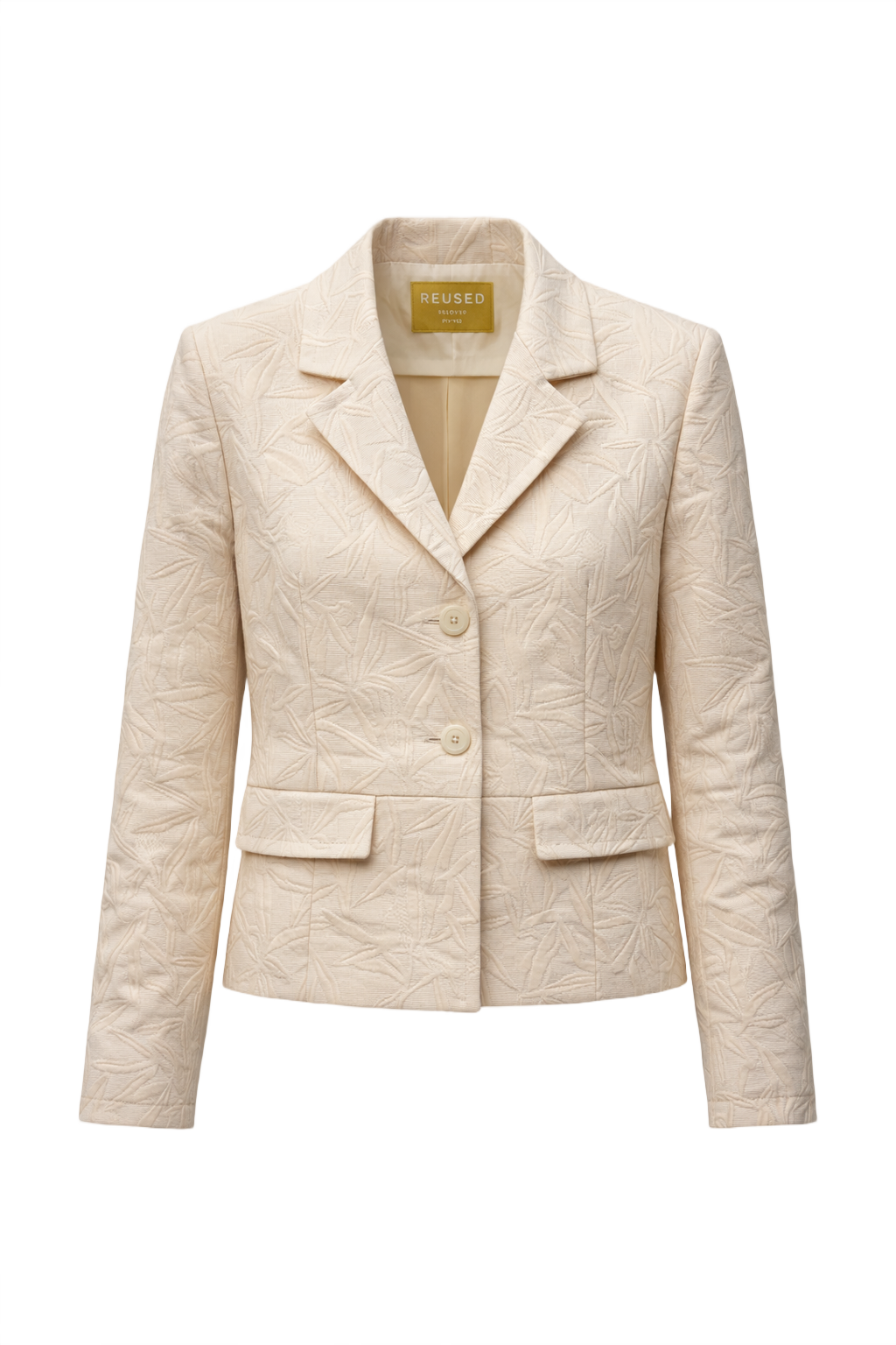 1980s Cream White Textured Blazer - Front View
