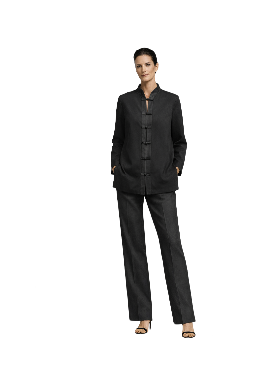 1990s Black Silk Blend Jacket - Model