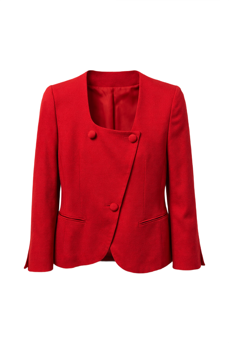 1980s Red Wool Blazer - Front View