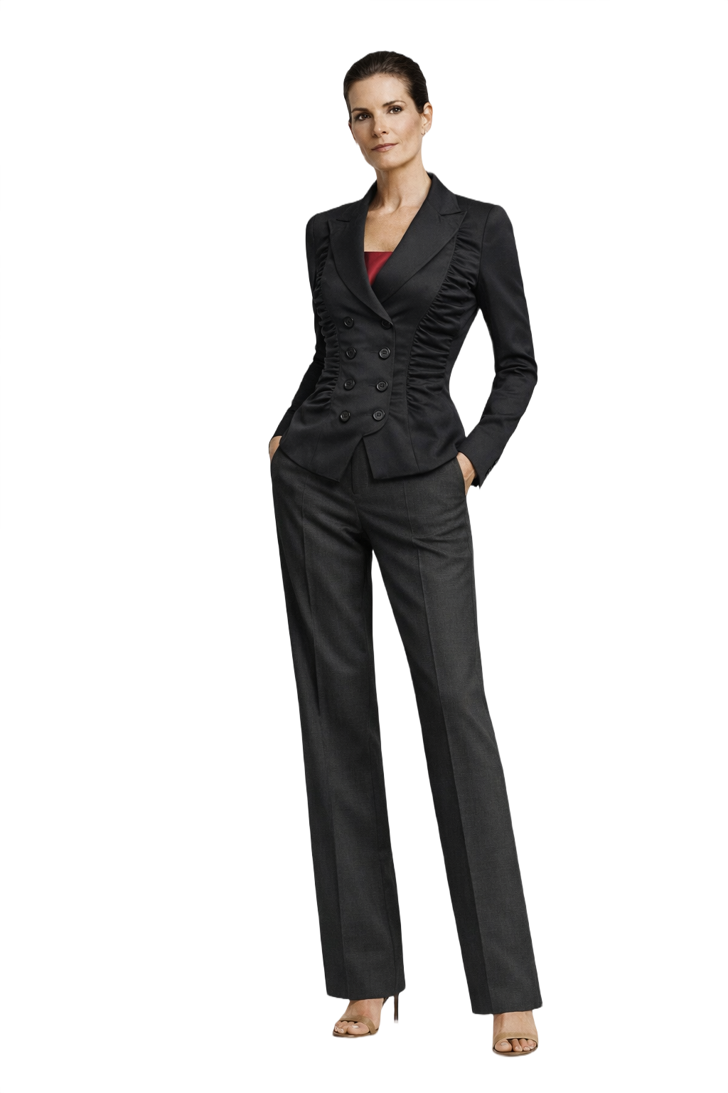 1990s Black Polyester Blazer - Model