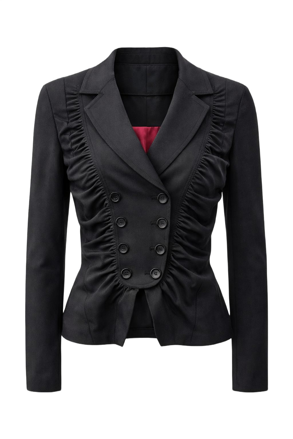 1990s Black Polyester Blazer - Front View