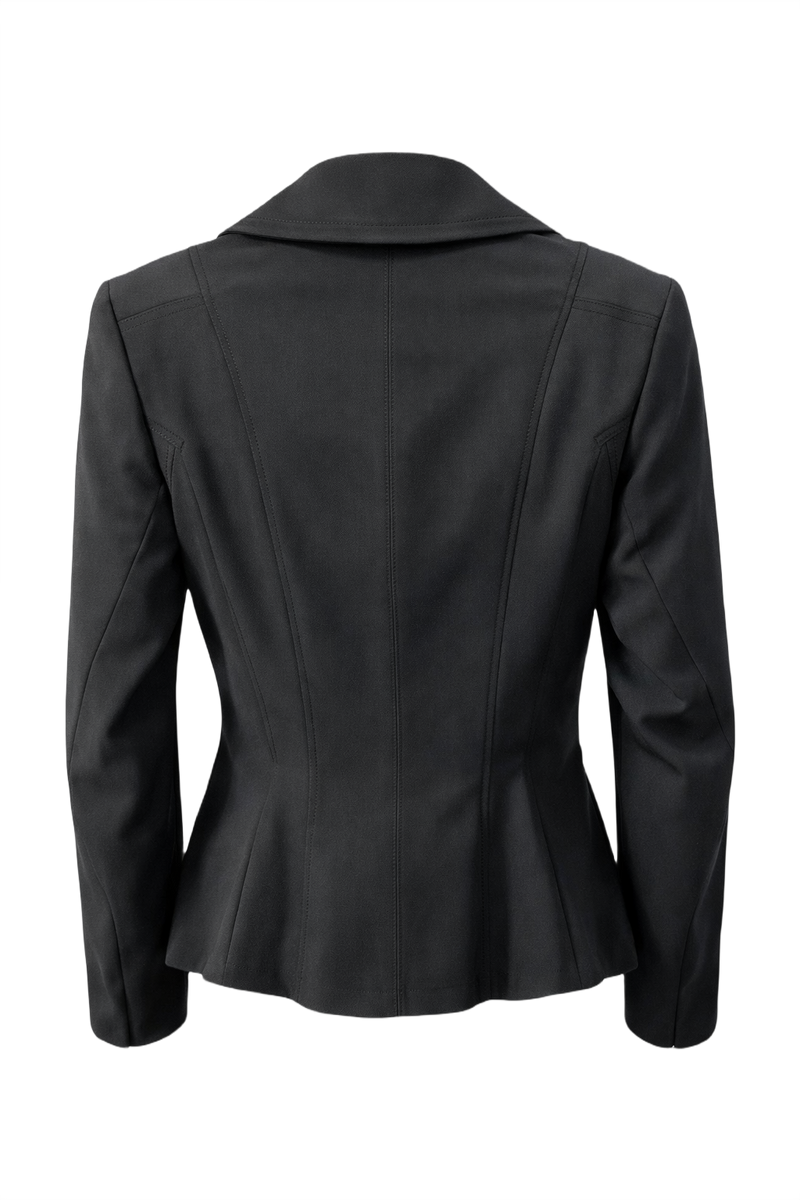 1990s Black Polyester Blazer - Back View