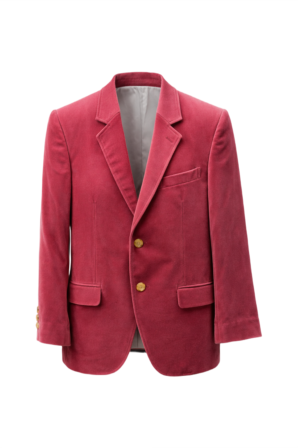 1980s Deep Rose Pink Wool Blazer - Front View