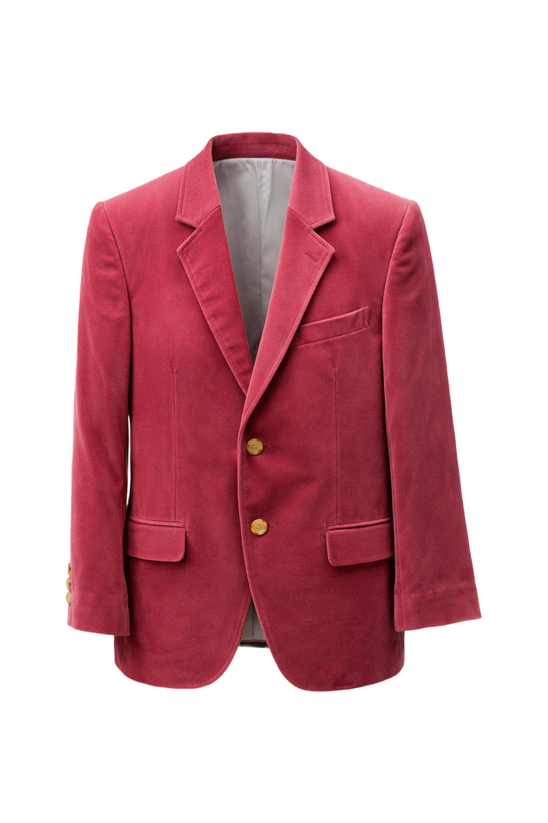 1980s Deep Rose Pink Wool Blazer - Front View
