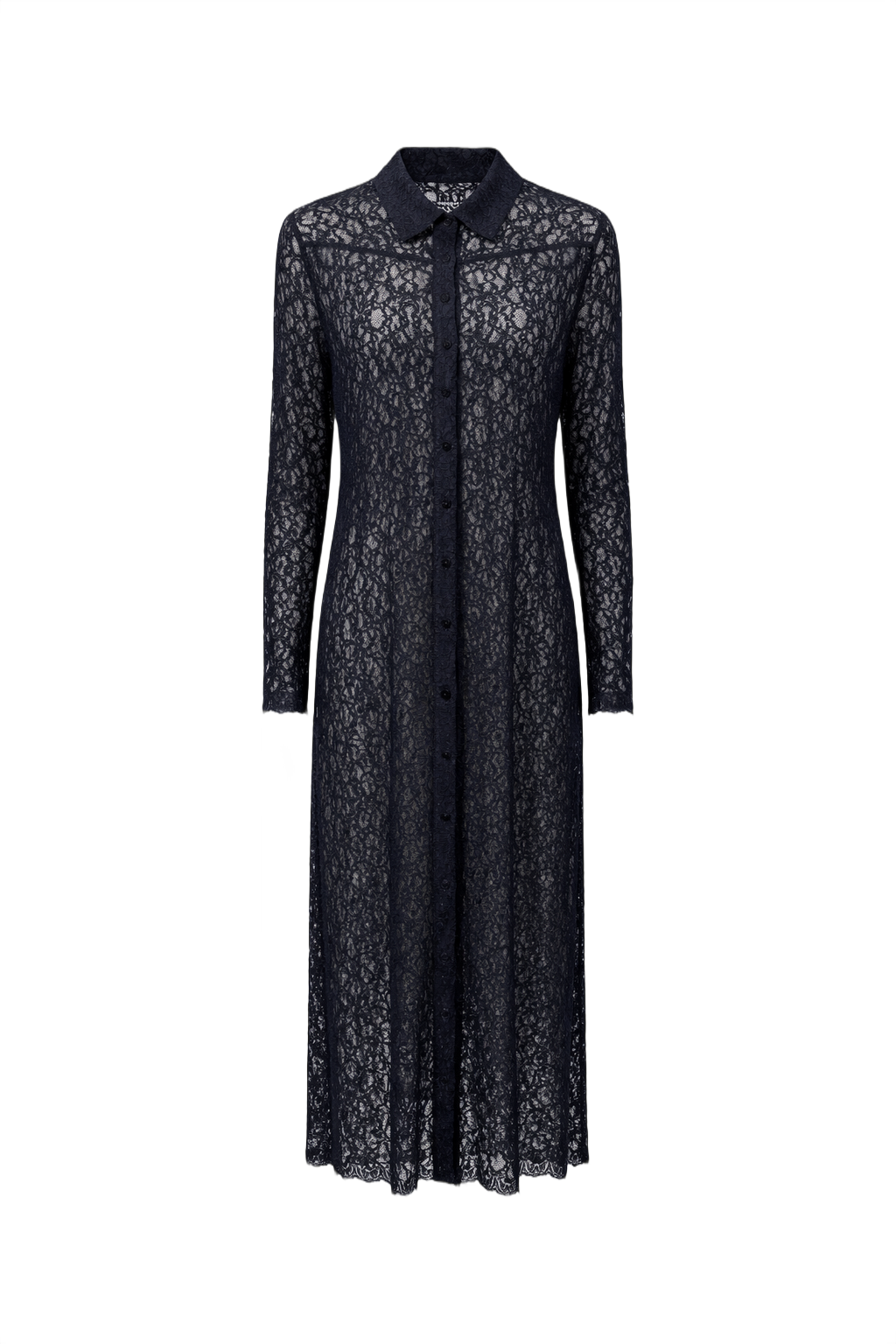 1990s Black Lace Tunic - Front View