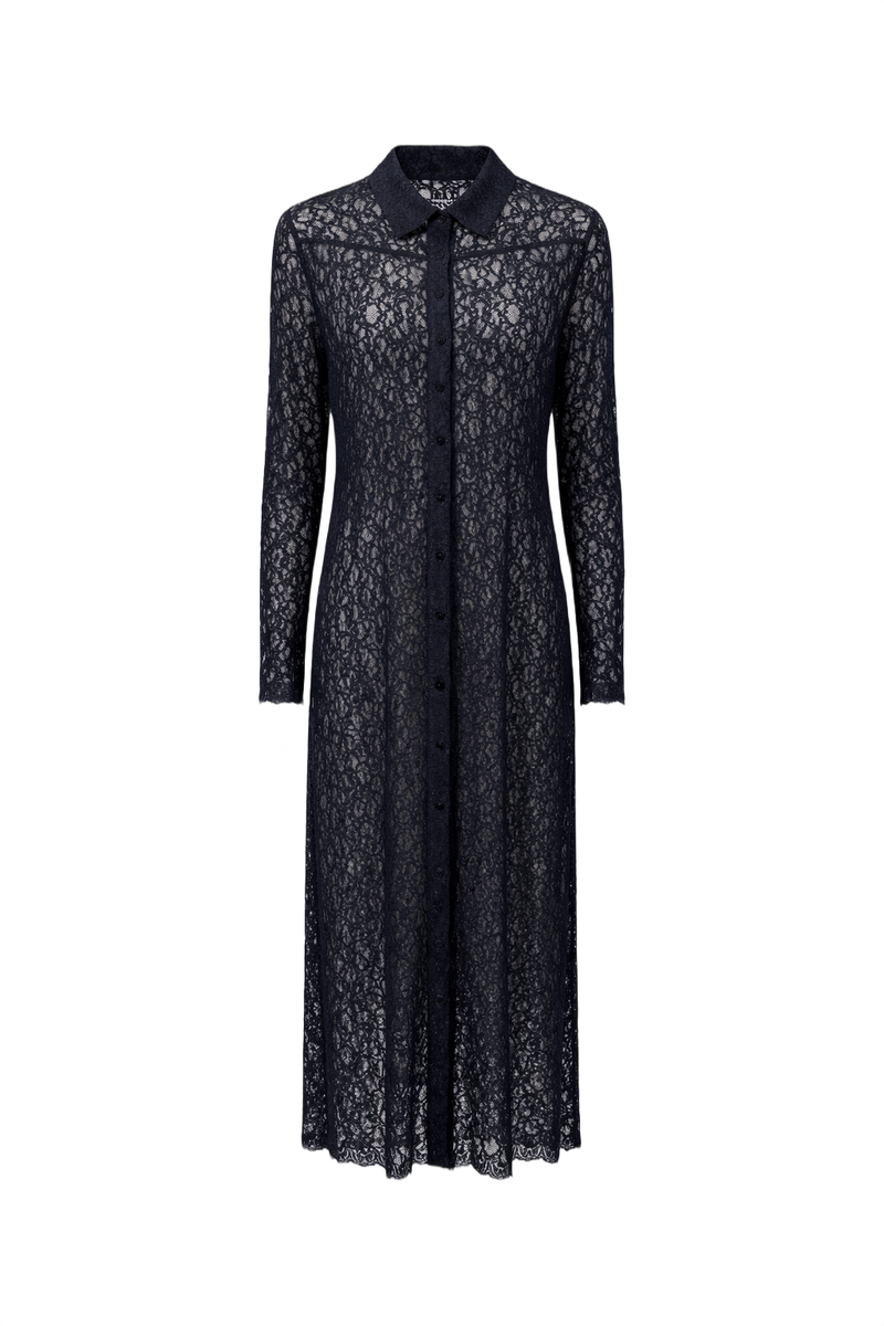 1990s Black Lace Tunic - Front View