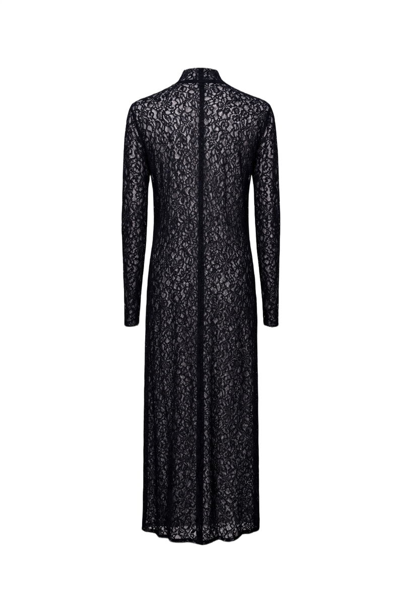 1990s Black Lace Tunic - Back View