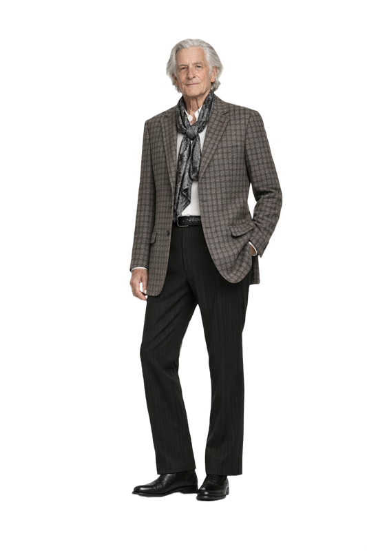 1980s Grey Brown Wool Blazer - Model