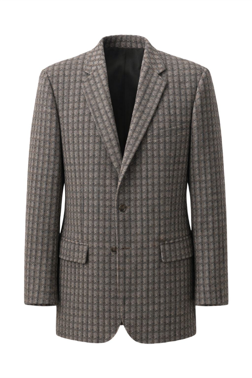 1980s Grey Brown Wool Blazer - Front View